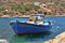 Greece, Chios, a blue fishing boat.