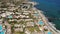 Greece Crete, Hersonissos aerial view island with villas and hotels