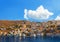 Greece. Dodecanesse. Island Symi Simi . Colorful houses on rocks