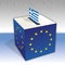 Greece, European parliament elections, ballot box and flag
