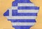 Greece flag abstract in facade structure big damaged grudge concrete