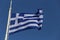 Greece flag on acropolis in Athene