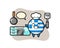 Greece flag badge character illustration as a chef is cooking