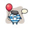 Greece flag badge mascot illustration is playing balloon