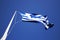 Greece flag flies on flagpole