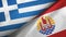 Greece and French Polynesia two flags textile cloth, fabric texture