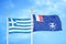 Greece and French Southern and Antarctic Lands two flags on flagpoles