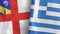Greece and Herm two flags textile cloth 3D rendering
