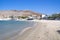 Greece, the island of Pserimos in the Dodecanese.  The harbor beach at Avalakia, before the day trip boats arrive.
