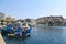 Greece, Kavala - Sertember 10, 2014. Small Greek boats moored to the shore