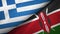 Greece and Kenya two flags textile cloth, fabric texture