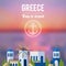 Greece Landmarks with sunset travel banner design