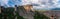 Greece Meteora landscape panorama. Kalabaka village and rock formation. Europe travel destination