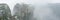 Greece. Meteora monastery in winter fog. Panorama