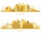 Greece and Mexico Skyline Silhouette Set with Golden Buildings Isolated on White