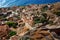 Greece monemvasia traditional view of stone houses with sea background