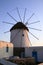 Greece Mykonos windmill at dusk