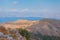 Greece nature mountains coast in the ionian sea landscape on Corfu island.Scenery view to a sea bay from a high location