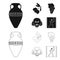 Greece, olive, branch, vase .Greece set collection icons in black,outline style vector symbol stock illustration web.