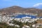 Greece, Patmos: Skala, Townscape with Port and Cruise Ship