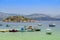 Greece,Peloponesse,Tolo town, near Nafplion city. View of the sea with fishing boats