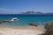 Greece the quiet and beautiful island of Koufonissi. A solitary fishing boat.