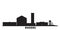 Greece, Rhodes city skyline isolated vector illustration. Greece, Rhodes travel black cityscape