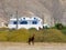 Greece, Santorini, Perissa village, donkey and Cycladic house