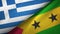 Greece and Sao Tome and Principe two flags textile cloth, fabric texture