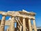 Greece, scenic view of Propilei entrance of Acropolis of Athens under dramatic sky