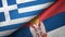 Greece and Serbia two flags textile cloth, fabric texture