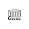 Greece sign. Greek famous landmark temple. Travel Greece label.