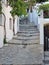 greece skiros or skyros island center chora city pavements arcs central square in summer