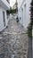 greece skiros or skyros island center chora city pavements arcs central square in summer