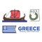 Greece travel destination famous tourist landmarks and culture vector icons