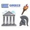 Greece travel destination famous tourist landmarks and culture vector icons