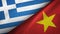 Greece and Vietnam two flags textile cloth, fabric texture