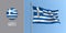 Greece waving flag on flagpole and round icon vector illustration