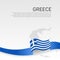 Greece wavy flag and mosaic map on white background. Greece flag wavy ribbon color. National poster design. State greek patriotic