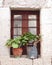 Greece, window and flower pots