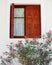 Greece, window and oleander flowers