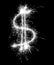 Greed is good - sparkling dollar symbol over black