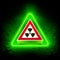 Greeen Neon Radiation Risk Sign on Grunge Background