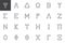 Greek alphabet symbols outline icons set