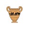 Greek ancient terracotta amphora vector illustration in sketch style isolated.