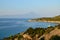 Greek Bay and Athos Mountain in Sunset