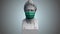 Greek bust in medical mask. Abstract animation in the concept of coronavirus. Digital pixel art retrofuturism. Theme of