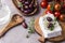 Greek cheese feta with thyme and olives