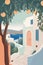 Greek coastal town Zakynthos streets color vector illustration. Summer holiday in Greece.