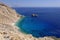 Greek coastline with blue sea